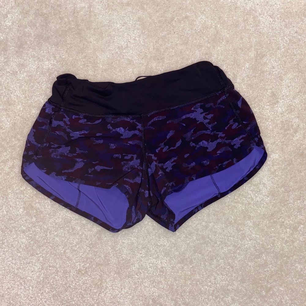 Lululemon Purple Camo Speed Up Shorts